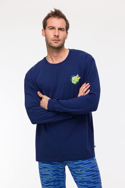 Woody pyjama jongens - dino - donkerblauw - 242-10-PZL-Z/889 - maat 152