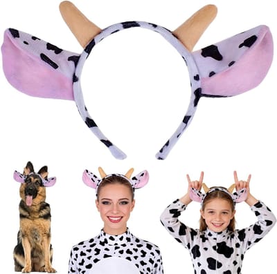 Schattige Koeienoren en Hoorns Haarband voor Carnaval, Halloween, Feest, Cosplay en Nieuwjaar - Dierenaccessoire voor Kinderen en Volwassenen
