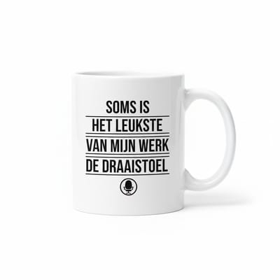 “Soms Is Het Leukste van Mijn Werk de Draaistoel” Mok – Grappige Nederlandse Kantoor Humor Koffiemok 330 ml