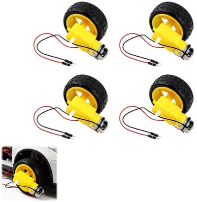 Mini DC Motoren - Dubbele As Motoren - Robotica Projecten - Met 1:48 Overbrenging - 4 Stuks - Zilver