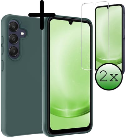 Hoesje Met 2x Screenprotector - Geschikt voor Samsung Galaxy A26 - Sterk & Shockproof - Back Cover - Siliconen Case - Telefoon Hoes - Donkergroen