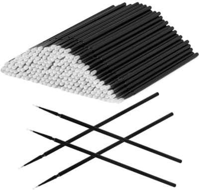 200 Stuks Micro Brushes voor Wimperextensions - Applicators voor Make-up en Nagelkunst (Zwart)