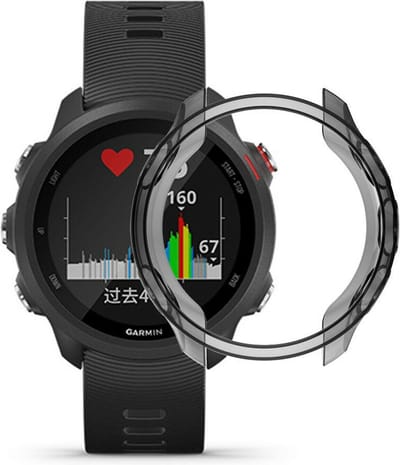 Strap-it TPU case - bescherm hoesje geschikt voor Garmin Forerunner 245 / 570 - 42mm (Music) (transparant-zwart)