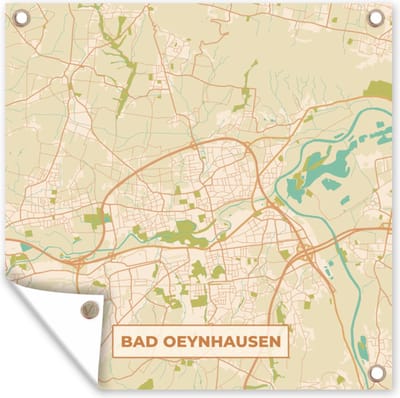 Tuin poster Plattegrond - Bad Oeynhausen - Kaart - Stadskaart - Vintage - 200x200 cm - Tuindoek