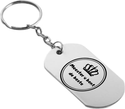 Akyol - Meester u bent de beste sleutelhanger - Afscheidscadeau meester - Afscheidscadeau leraar - Collega cadeau - Bedank cadeau - Meester bedankt - Afscheidscadeau school - Collega kado - 2,5x2,5CM - Gegrafeerd - Gegraveerde sleutelhanger