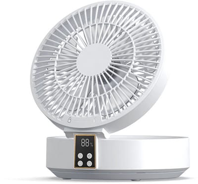 Kleine stille USB-tafelventilator – zeer stil en krachtig – draagbare batterij met LED-verlichting – afstandsbediening – timer – rotatie – 3 snelheden – voor kantoor, kamperen.L
