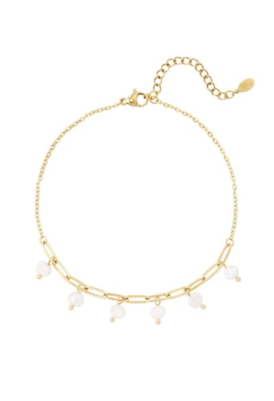 Jewels by Jenty | Yehwang | Enkelband | Goud | Schakels met parels| Sieraad | Dames | Tieners