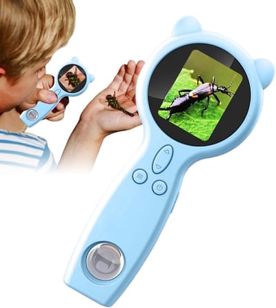 Kindermicroscoop - Draagbare loep - Natuur ontdekken - HD-vergroting - 50x vergroting - Blauw