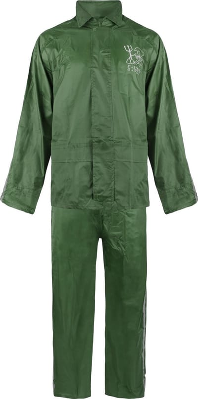 C-Line Regenpak met Capuchon - Groen - Reflecterend  - Nieuw Model - Kinder maat 158/164