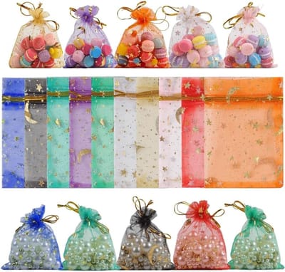 100 Organza Zakjes 9 x 12 cm in 10 Kleuren voor Sieraden, Cadeaus en Decoratie voor Bruiloften en Feestdagen