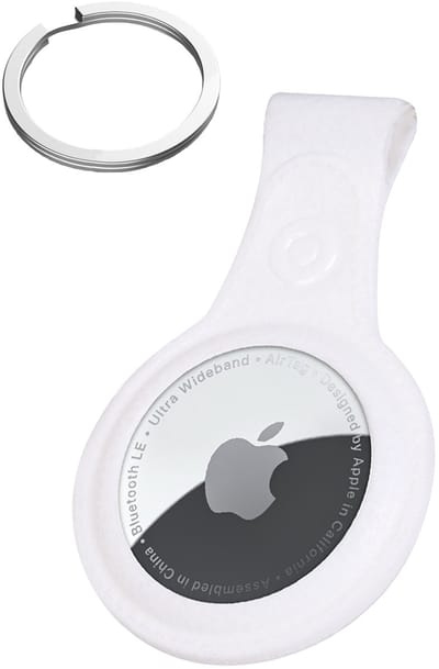 Hoesje Geschikt voor Apple AirTag 2-Sleutelhanger Hoesje Leer - Sleutelhanger Hoes Hoesje Geschikt voor Apple AirTag 2e generatie Case - Wit