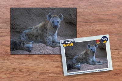 Puzzel Hyena - Welp - Rots - Legpuzzel - Puzzel 500 stukjes