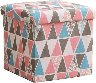 Opvouwbare Poef - Voetenbank Kruk - Opbergen Woonkamer - Met Deksel - 31x31x31cm - Grijs