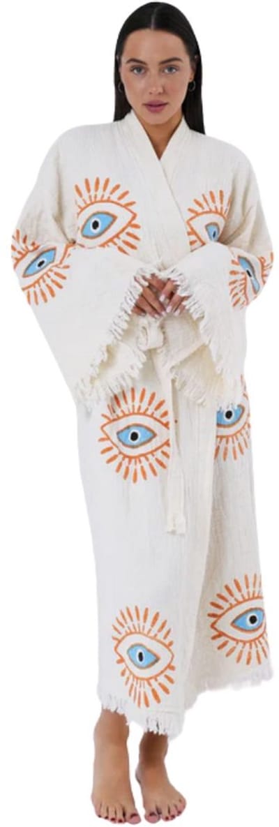 Kimono dames - 100% biologisch katoen - sauna badjas - zomer badjas - absorberend - handgemaakt - wit
