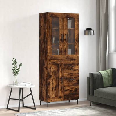 vidaXL - Hoge - kast - 69,5x34x180 - cm - bewerkt - hout - gerookt - eikenkleurig