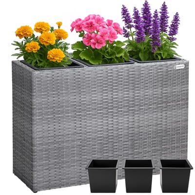 Casaria Staande Plantenbak – met Waterafvoer 83x30,5x60cm – Grijs