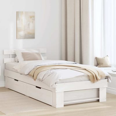 vidaXL - Bedframe - met - hoofdeinde - Wit - 100 - x - 200 - cm - Massief - grenenhout