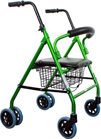 Clinicalfy Paterna - Rollator - Rollator - Looprek met 4 wielen - Met remmen - Aluminium - Met Stoel en Rugleuning - Opvouwbare en Verstelbare in Hoogte - Wandelaar - Lichtgewicht - Tot 110 kg - Groen