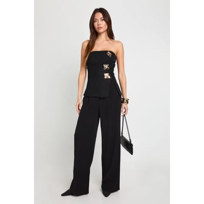 boohoo Dames Wijde pijpenbroek | Zwart | Maat: 36