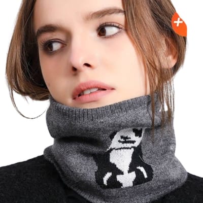 Nivard Nekwarmer - Dames - Fleece - Motor - Bandana - Masker - Colsjaal - Sjaal - Gewatteerd - Winter - Fietsen - Panda - Donkergrijs