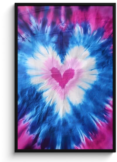 Poster in lijst - Fotolijst 80x120 cm - Posters - Hartvormig - Tie dye - Paars - Posterlijst zwart - Decoratie - Wanddecoratie woonkamer - Muurdecoratie slaapkamer