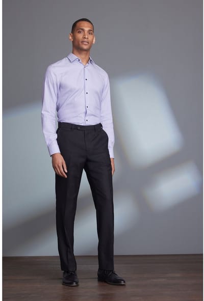 Next - Heren - Normale Pasvorm - Signature - 100% Wollen broek met Motion Flex-tailleband - Zwart