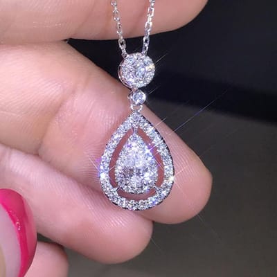 Echte 925 Sterling Zilver 45cm Ketting Diamanten Hanger Voor Vrouwen Bruiloft Bizuteria Witte Topaas Edelsteen Zilver 925 Sieraden wit