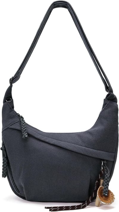 Crossbody Tas van Corduroy voor Vrouwen - Grote Schoudertas in Beige voor Werk, Reizen en Dagelijks Gebruik met Casual Design en Ruime Opbergruimte