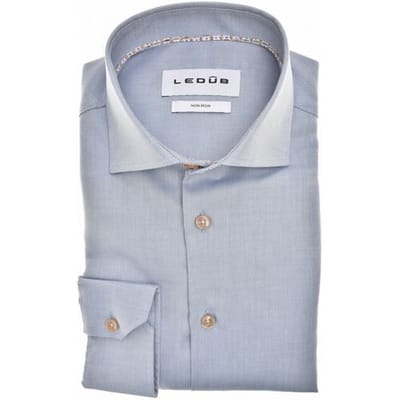 Ledûb Overhemd Uni Color Pure Cotton Non-Iron Midden Blauw / male