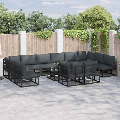 vidaXL - Tuinbank - Set - 12 - st - Zwart - Aluminium