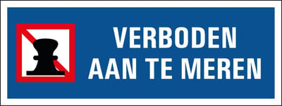 Verboden aan te meren sticker 200 x 75 mm