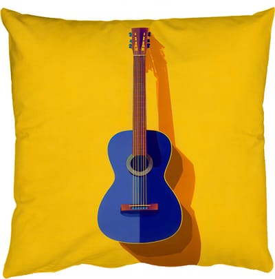 Sierkussens - Kussentjes Woonkamer - 50x50 cm - Gitaar - Akoestisch - Minimalistisch - Geel