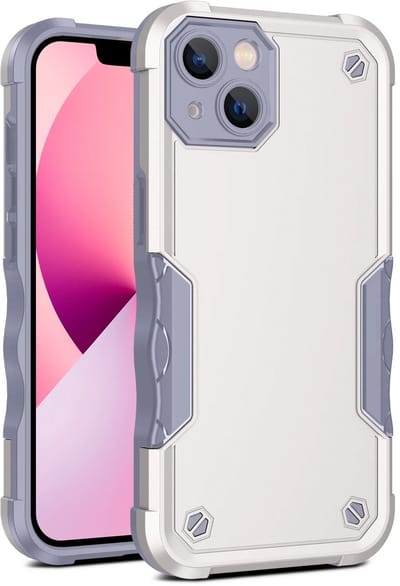Cityhoesje - iPhone 15 Plus-14 Plus - Non-slip Stripes- - PC+TPU Backcase - Wit