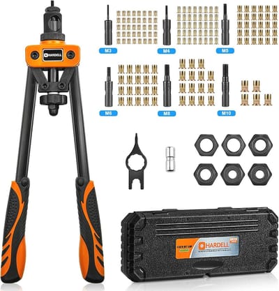 Klinkmoertang Set - Klinktang Draad - Metaal Bevestigen - Inclusief 150 Moeren - 14 Inch - Oranje
