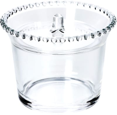 KADAX Suikerpot, suikerschaal van glas, kruidenpot met ergonomisch deksel, transparante glazen container voor suiker, kruidenpot met versterkte bodem, suikerkom met handvat (rond, met ballen)