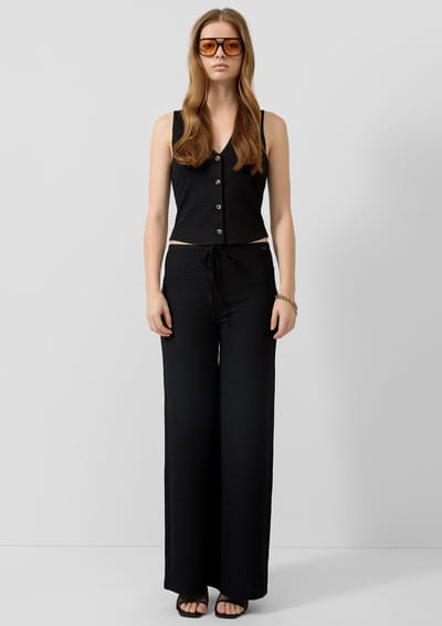Damesbroek van gestructureerde stof met elastische taille QS