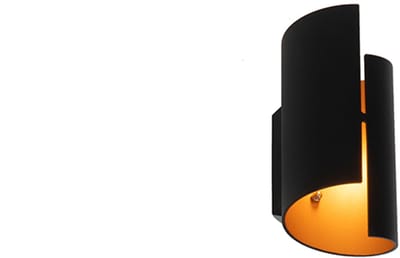 QAZQA faldo - Moderne Wandlamp voor binnen - 1 lichts - D 9.8 cm - Zwart Goud - Woonkamer | Slaapkamer | Keuken