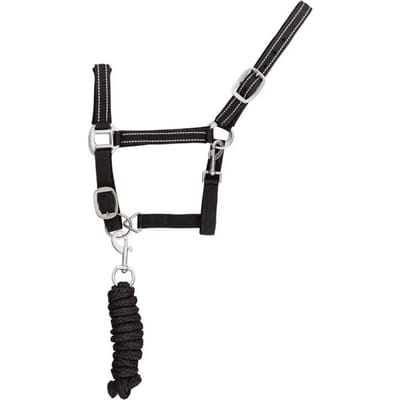Reflecterende nylon halster en longe voor paarden Supreme