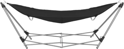 Inklapbare Hangmat voor Buiten – 241 x 76 cm – Geschikt voor Tuin, Strand & Kamperen – Zwart