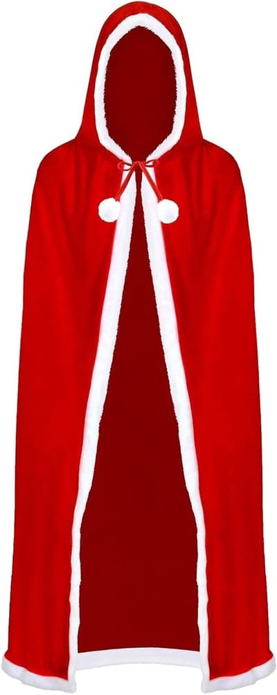 Santa Claus Cape met Kap, Rode Cape voor Kerstmis, Rood Fluwelen Kostuum voo