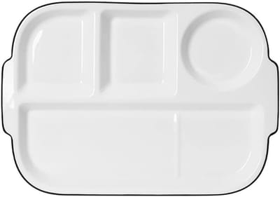 Gedeelde Borden - Porselein Dieetbord - 1 Stuk 30,5x21cm - Portie Controle Vakken - Gezond Eten voor Volwassenen en Kinderen - Wit Keramiek Design