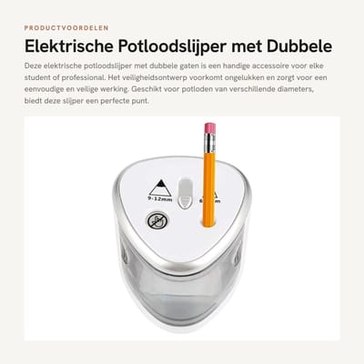 Dailygoods - Elektrische Potloodslijper met Dubbele Gaten voor Thuis en Kantoor