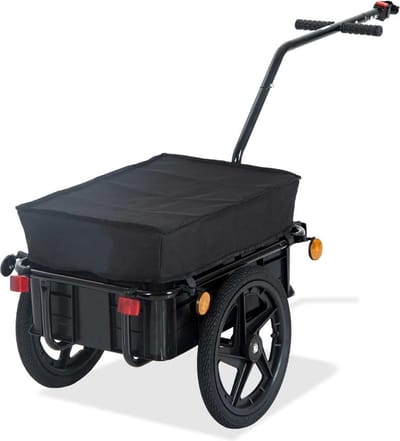 Fietskar Bagage - Fietskar Max 40 kg Laadvermogen - Fietsaanhanger - Fietskarren – Aanhangwagen - Zwart - 144 x 59 x 80 cm