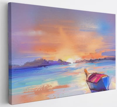 Saammp Canvas Schilderij - Boot - Abstract - 30x20 - Foto op canvas - Wanddecoratie - Muurdecoratie Woonkamer - Slaapkamer decoratie - Canvas Print