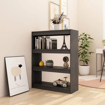 vidaXL - Boekenkast/kamerscherm - 100x30x103 - cm - massief - grenenhout - grijs