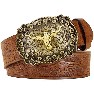 Mode PU Leer Westerse Cowboy Riemen Vintage Luxe Tailleband Riemen Bloem Gegraveerde Gesp Designer Leren Riem Broek beige
