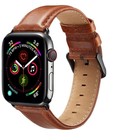 Leren bandje - geschikt voor Apple Watch series 1/2/3/4/5/6/7/8/9/10/11/ SE (1,2,3) / Ultra (1,2,3) met maat 44 mm / 45 mm / 46 mm / 49 mm - lichtbruin