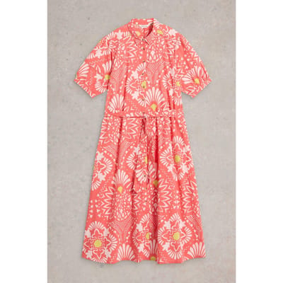 White Stuff Chelsea Shirt Dress Coral Print Taglia: 6 | Abiti in T-Shirt Outlet | Donna | Arancia