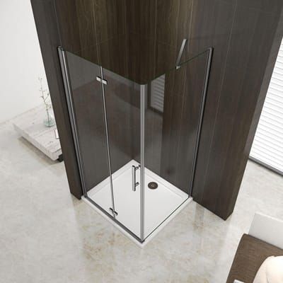 douchecabine 120x76x195cm met vaste zijpaneel, vouwdeur, douchedeur+zijwand, 6mm nano veiligheidsglas, vouwbare douchedeur,vaste douchewand en glazen draaideur