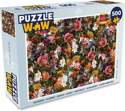 Puzzel Bloemen - Vlinder - Design - Kunst - Abstract - Schilderij - Oude meesters - Legpuzzel - Puzzel 500 stukjes